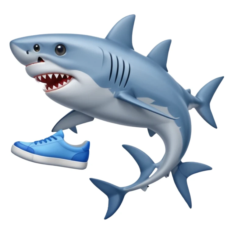 Shark with 4 legs and blue shoes on each sticker