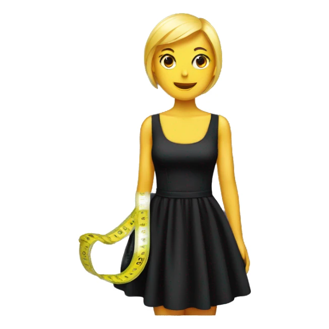 a black dress and a measuring tape  sticker