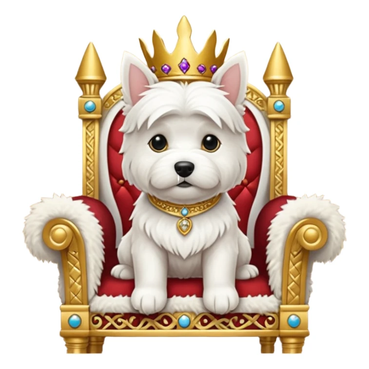 a cute west highland terrier sitting on a throne sticker