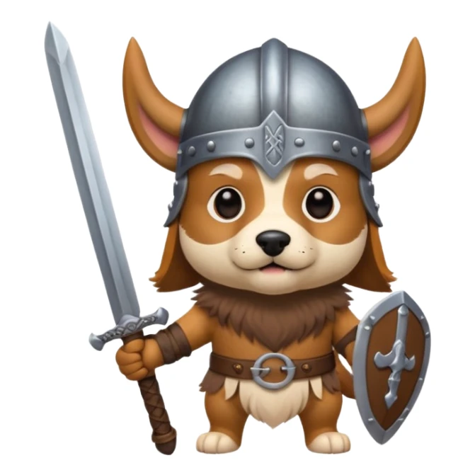 dog with viking helmet and sword sticker
