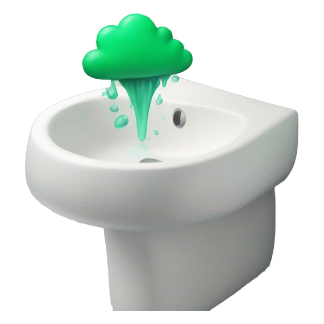 A bathroom sink with a green cloud coming out of it sticker