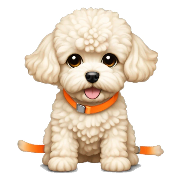 light cream color maltipoo dog with neon orange shoes sticker