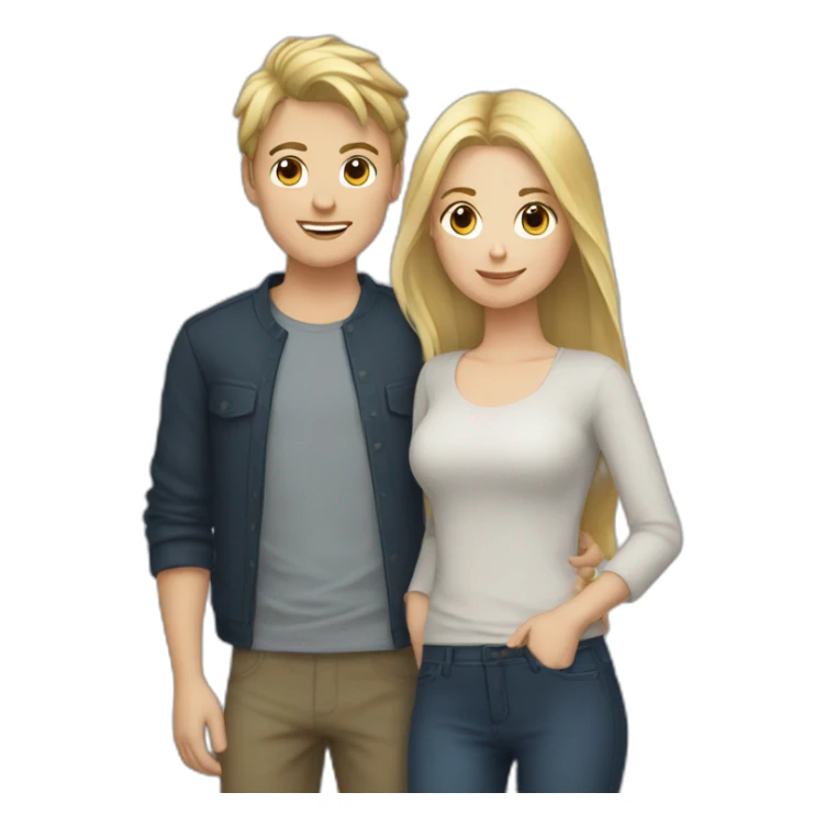 couple with blonde boy and brunette girl sticker