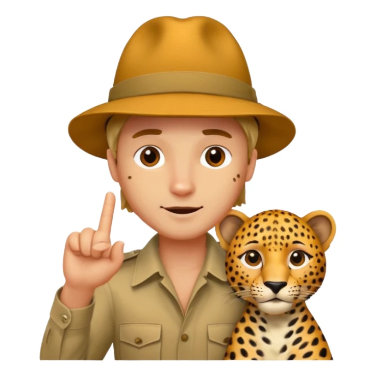 A man sticking his finger into the body of a leopard. sticker