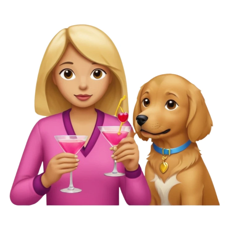 girl golden retriever drinking pink martini  sticker