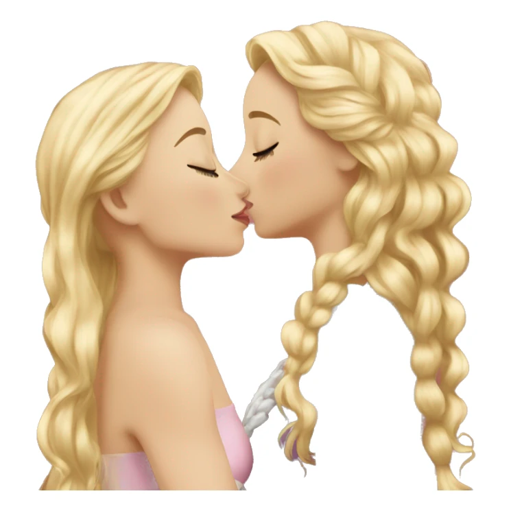 2 women princesses couple blonde deep kiss sticker
