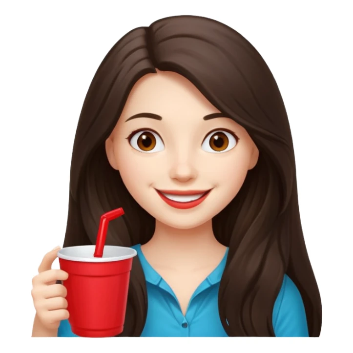 white happy long haired brunette girl with red solo cup sticker