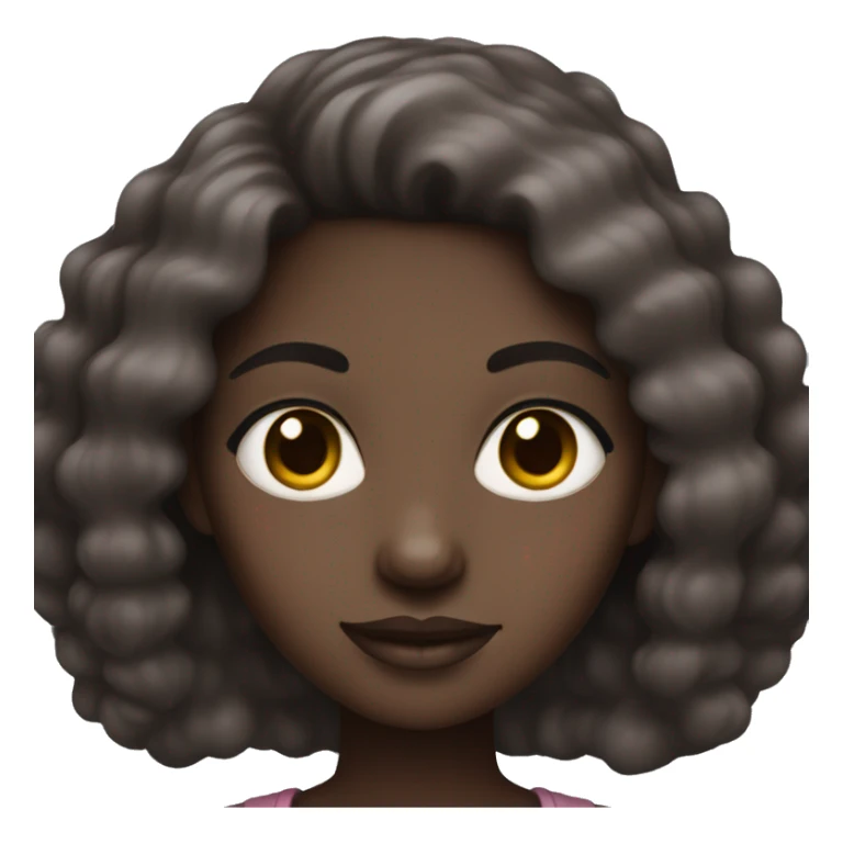 Dark skin girl with light pink heart eyes sticker