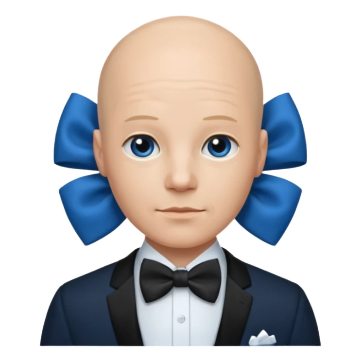 Bald with blue bow tie, midnight balck dress sticker