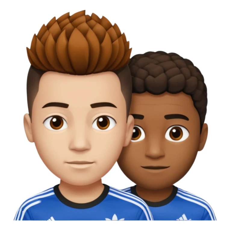 Crie um emoji de um menino com o cabelo castanho claro com uma franja reta e o corte low fade zumbi blusa de gola alta da adidas sticker