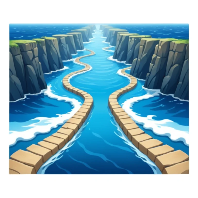 spliting of the sea in half, with a path in the middle sticker