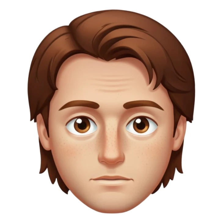 Polish man with medium length brown hair and freckles around his left eye sticker