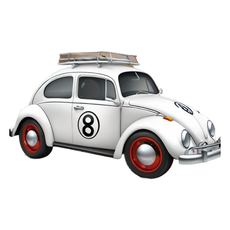 Volkswagen “Herbie Rides Again” themed Bug with wide chrome wheels and tires  sticker