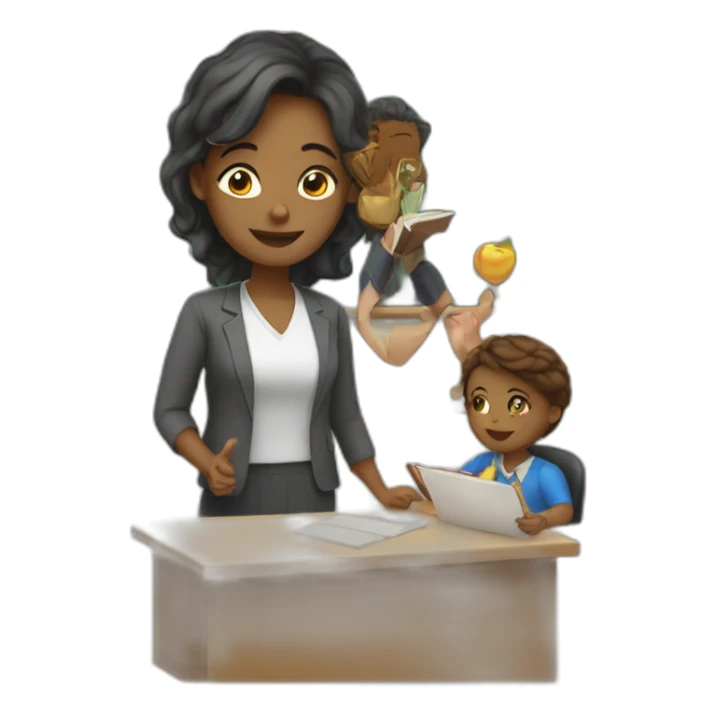 woman teacher with students sticker