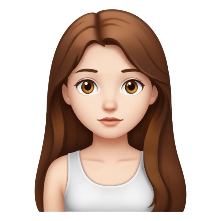 A girl with long brown hair wearing a white half top sticker