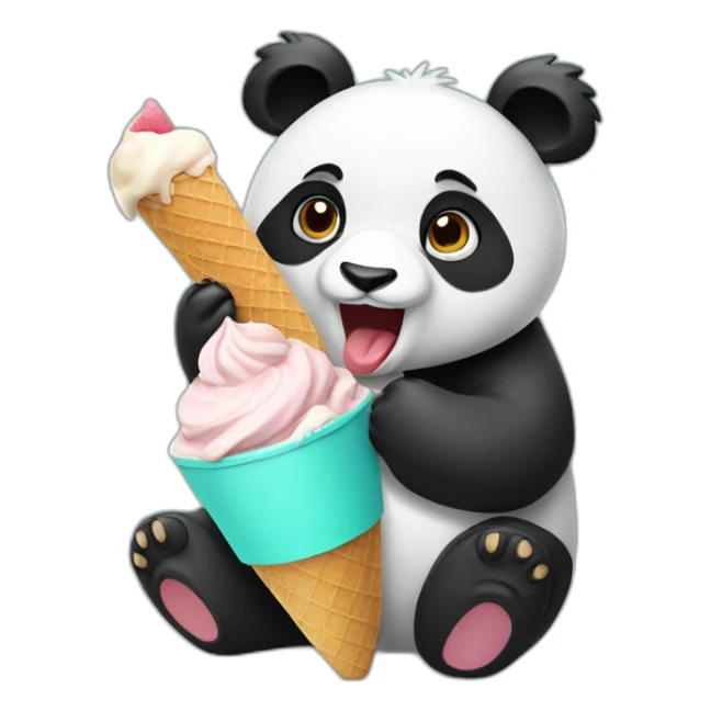 Panda eating ice cream sticker