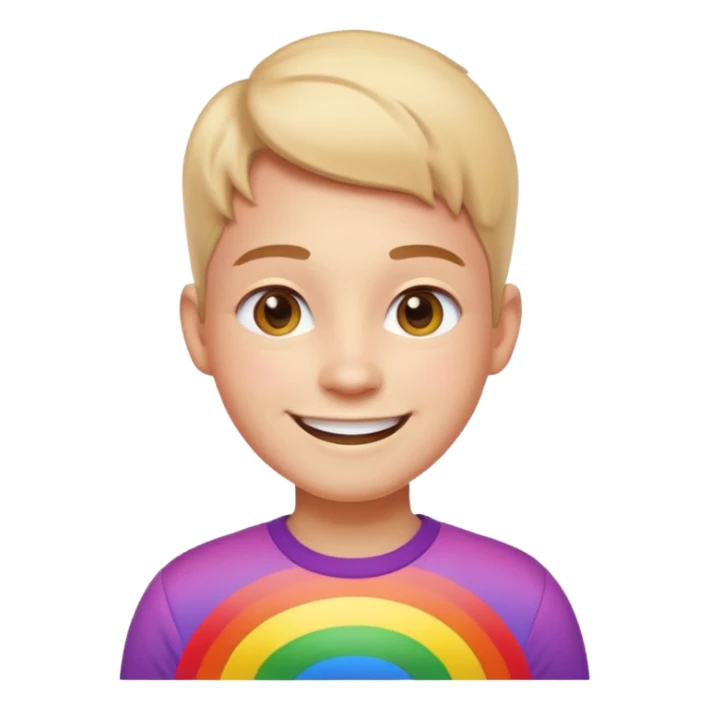 pride character, smiling, rainbow colors, inclusive and joyful vibe, modern Apple emoji style, clean vector look, soft gradients, simple background sticker
