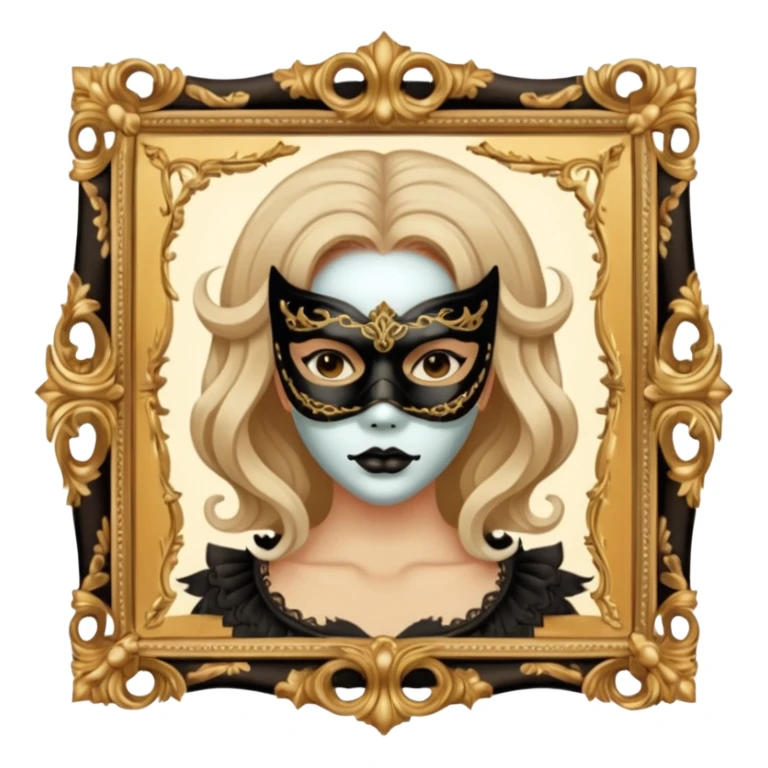 Killer on mask on fancy mirror behind woman sticker