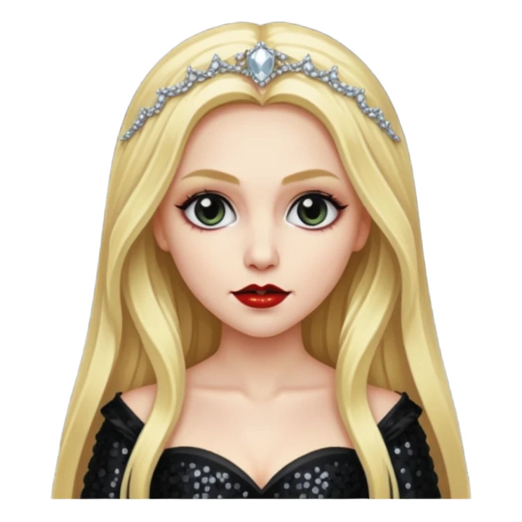 Bride of Dracula with long blonde hair, black sequin outfit sticker