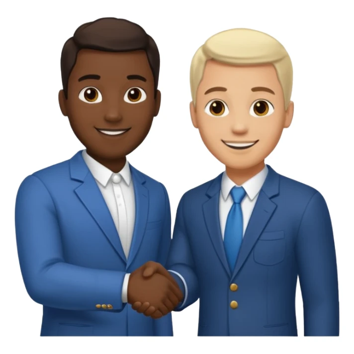two men shaking hands, one with darker skin and one with lighter skin sticker