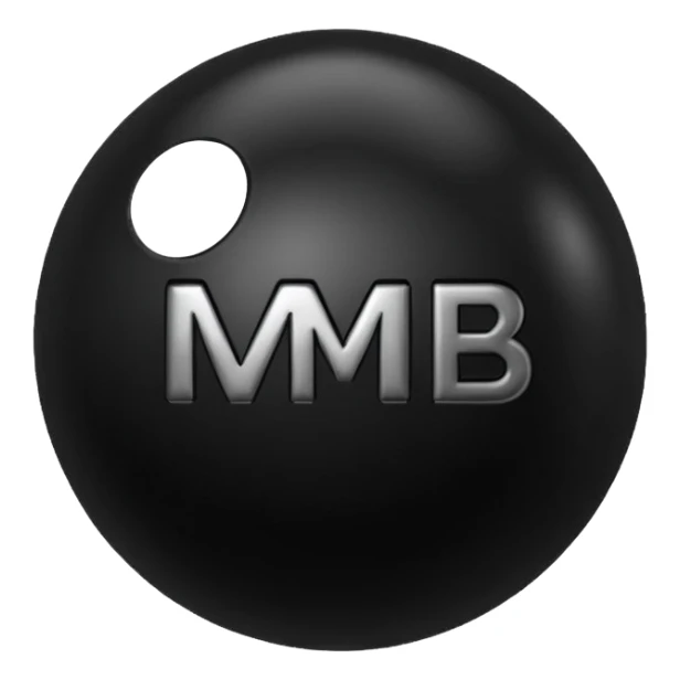Black Ball with MB written on it. Nothing else no holes. sticker