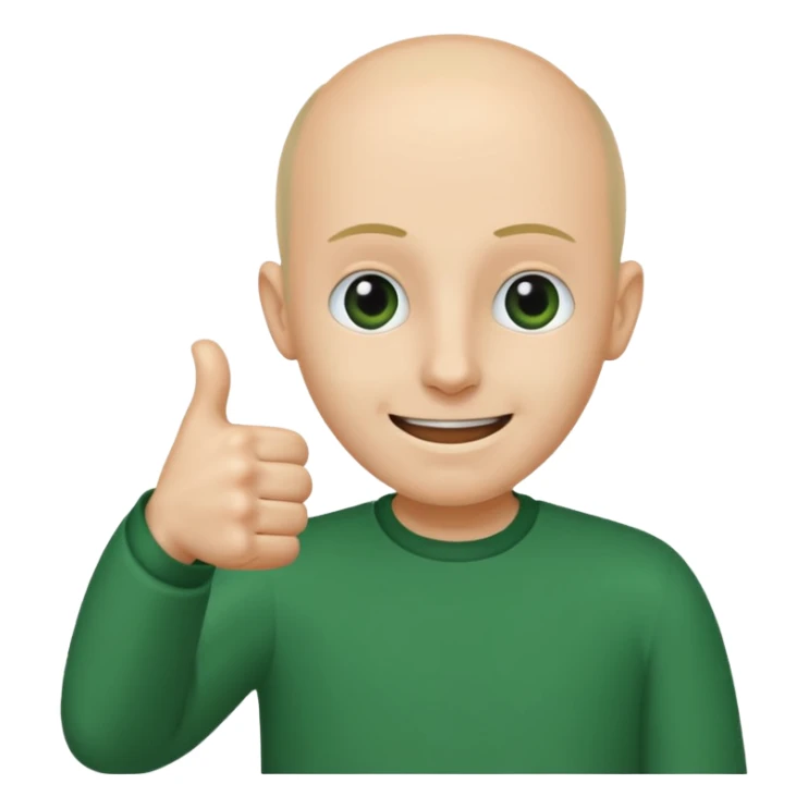 Personajul Baldi (din jocul Baldi's Basics in Education and Learning) făcând un semn de aprobare cu degetul mare in sus sticker