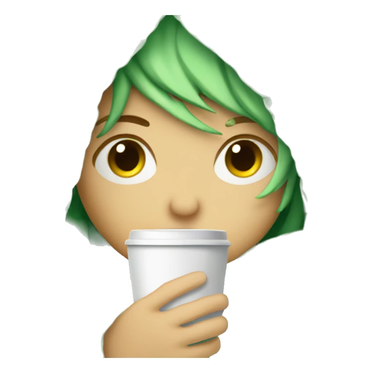 Green hair white girl inside a blanket sipping coffee eyes closed sticker