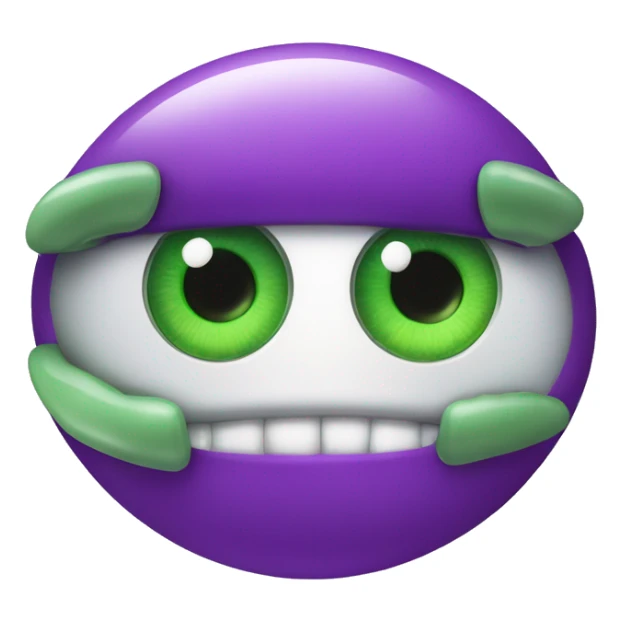 Capsule pill half green half purple crazy eyes and mouth sticker