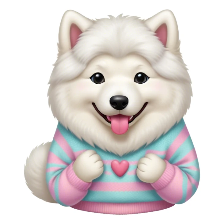 cute 
Samoyed tongue hanging out sitting 
 in a cute pastel sweater sticker