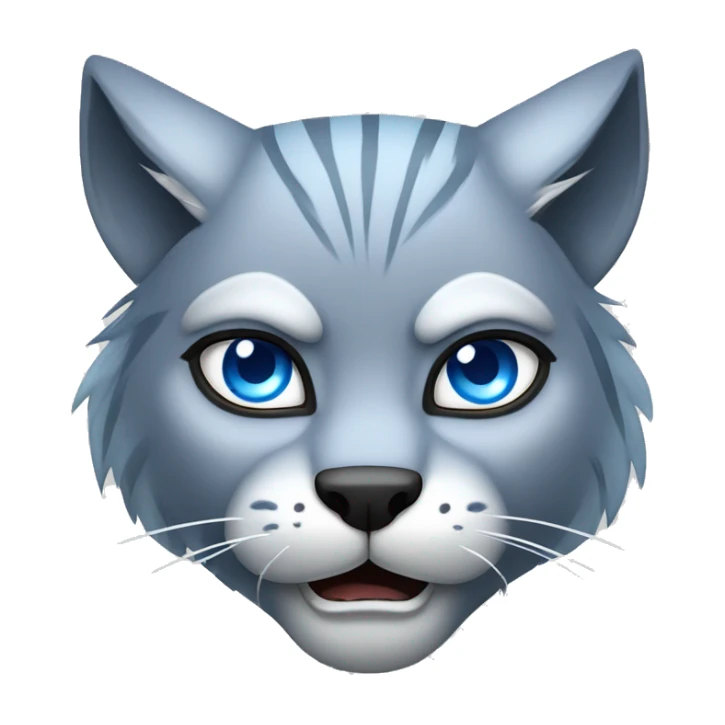 Growling angry Grey lynx blue eyes sticker