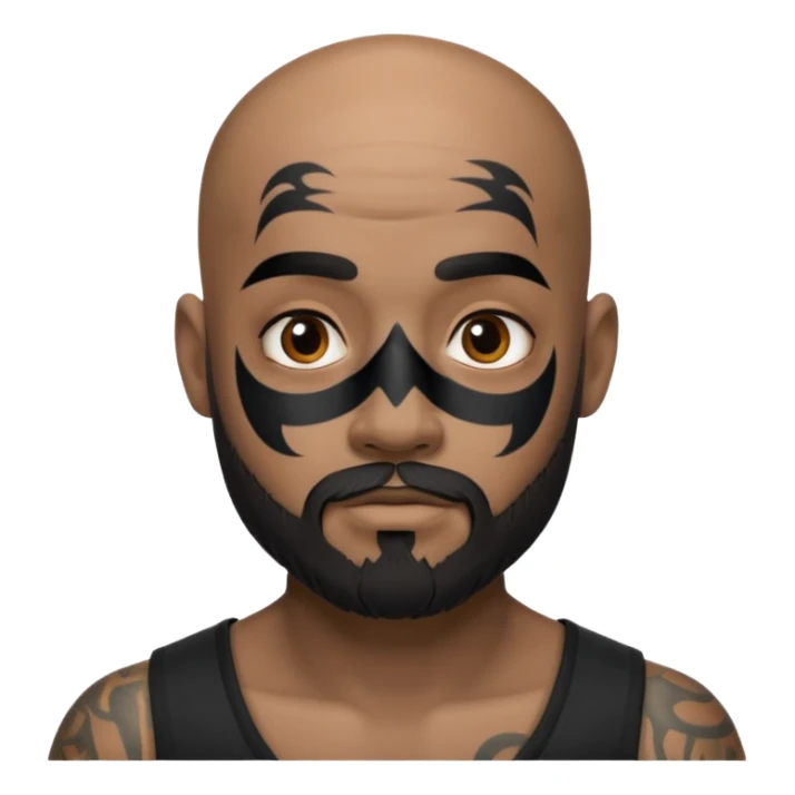 bald bearded man with black face tattoo sticker