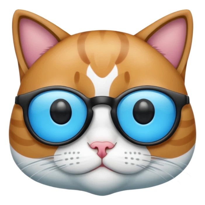 Gato celeste con blanco y sin amarillo y con gafas de pro animado sticker