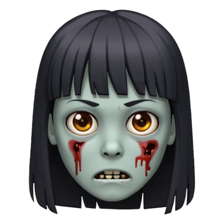 zumbi com franjinha na testa e o cabelo longo liso e preto sticker