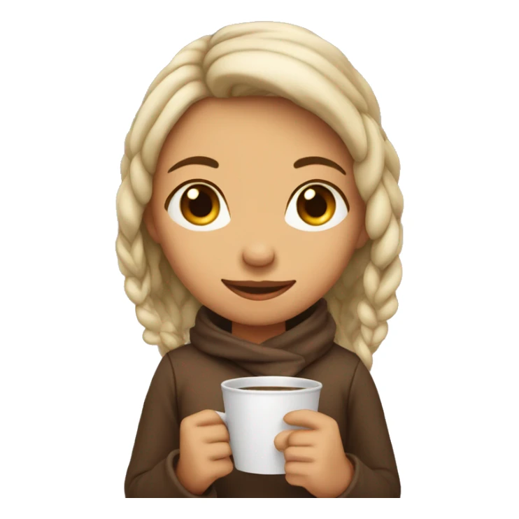 a cozy girl holding cup of a coffe sticker
