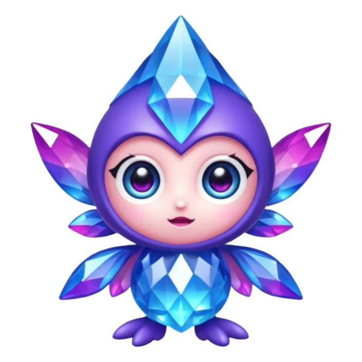 kawaii chibi style crystal sprite creature that is purple, blue, and pink  sticker