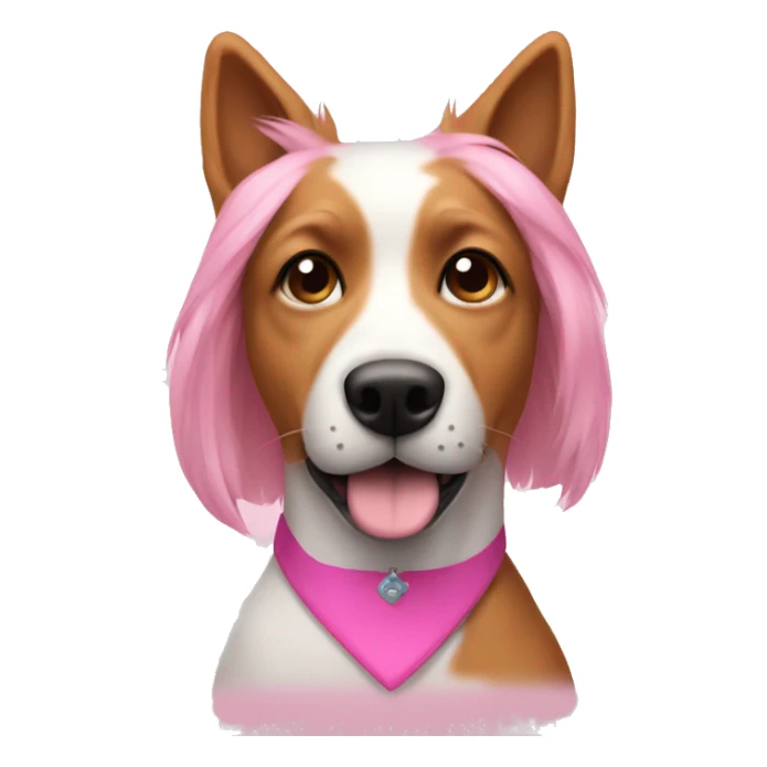 A dog with a pink pow in hair sticker