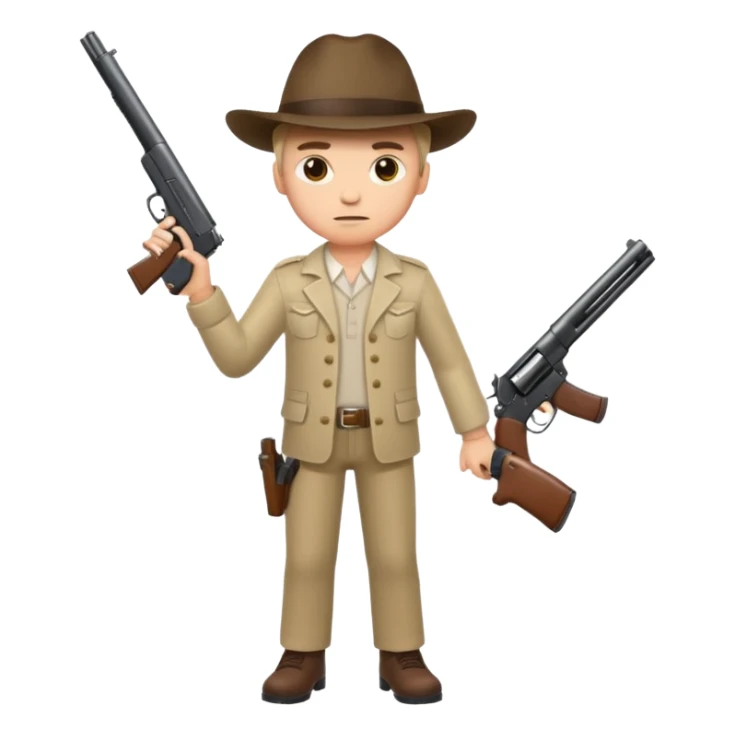 Full body male with a gun sticker