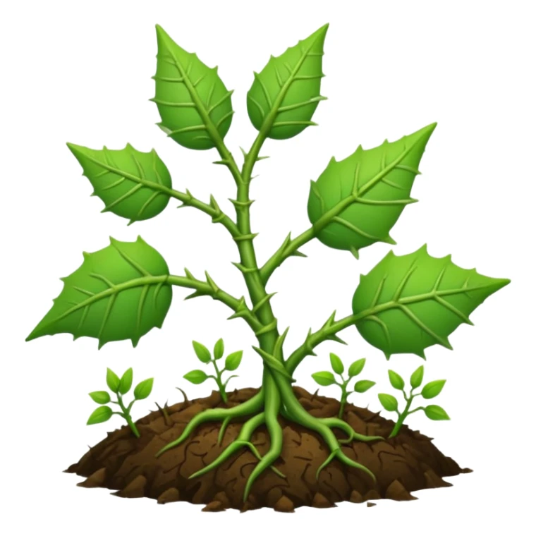 green vines with thorns sprouting from the ground, 3D, extremely detailed, natural elements sticker