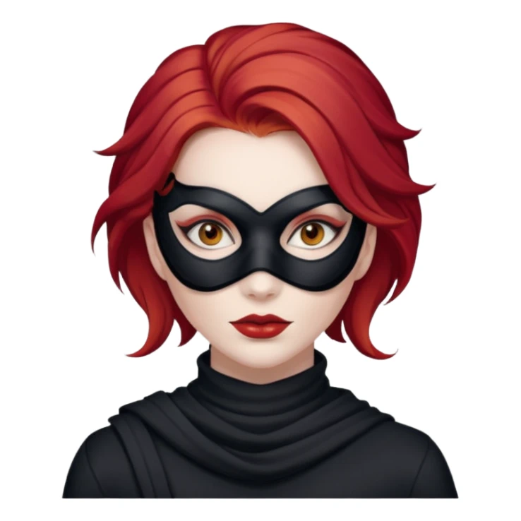 woman thief chic with mask and red hair sticker