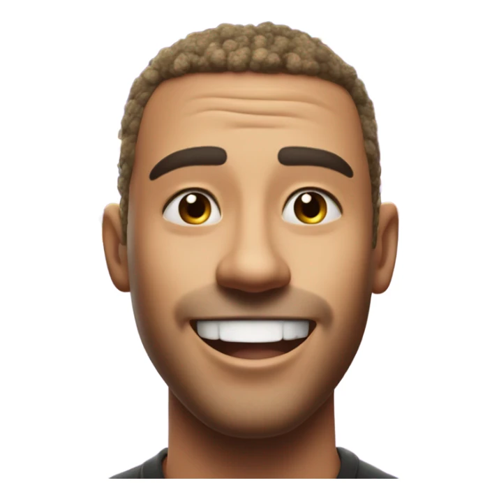 Man jumping with joy, star eyes, confetti burst, happy tears, 3D emoji style sticker