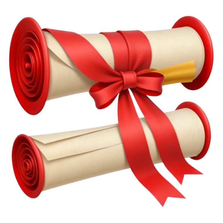 diploma scroll with a red ribbon sticker
