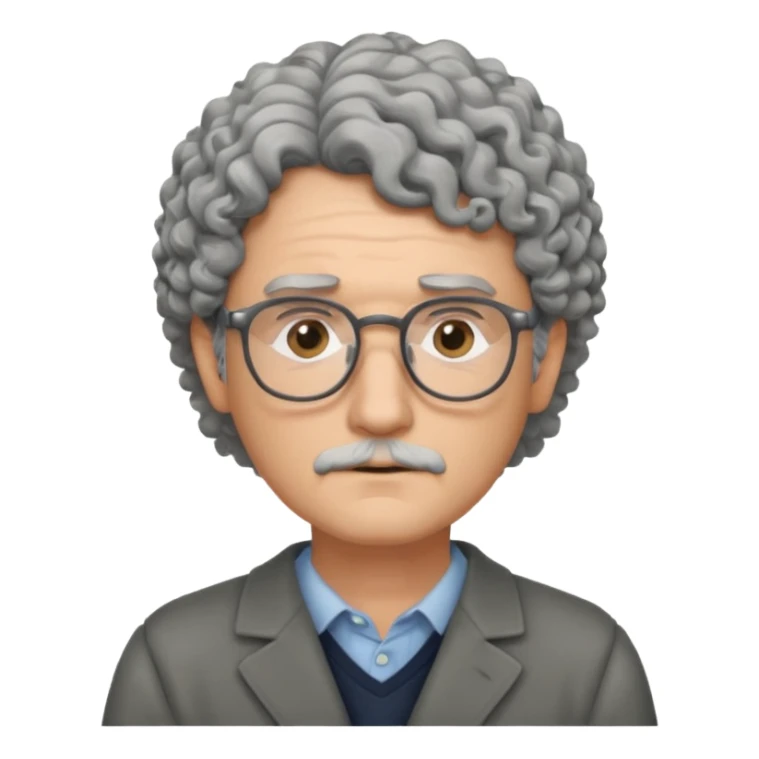 Sad male Writer with curly gray hair and glasses sticker