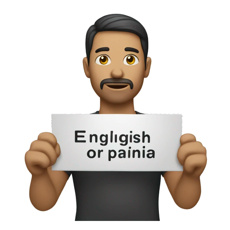 A person holding a sign that says "English or spanish" sticker