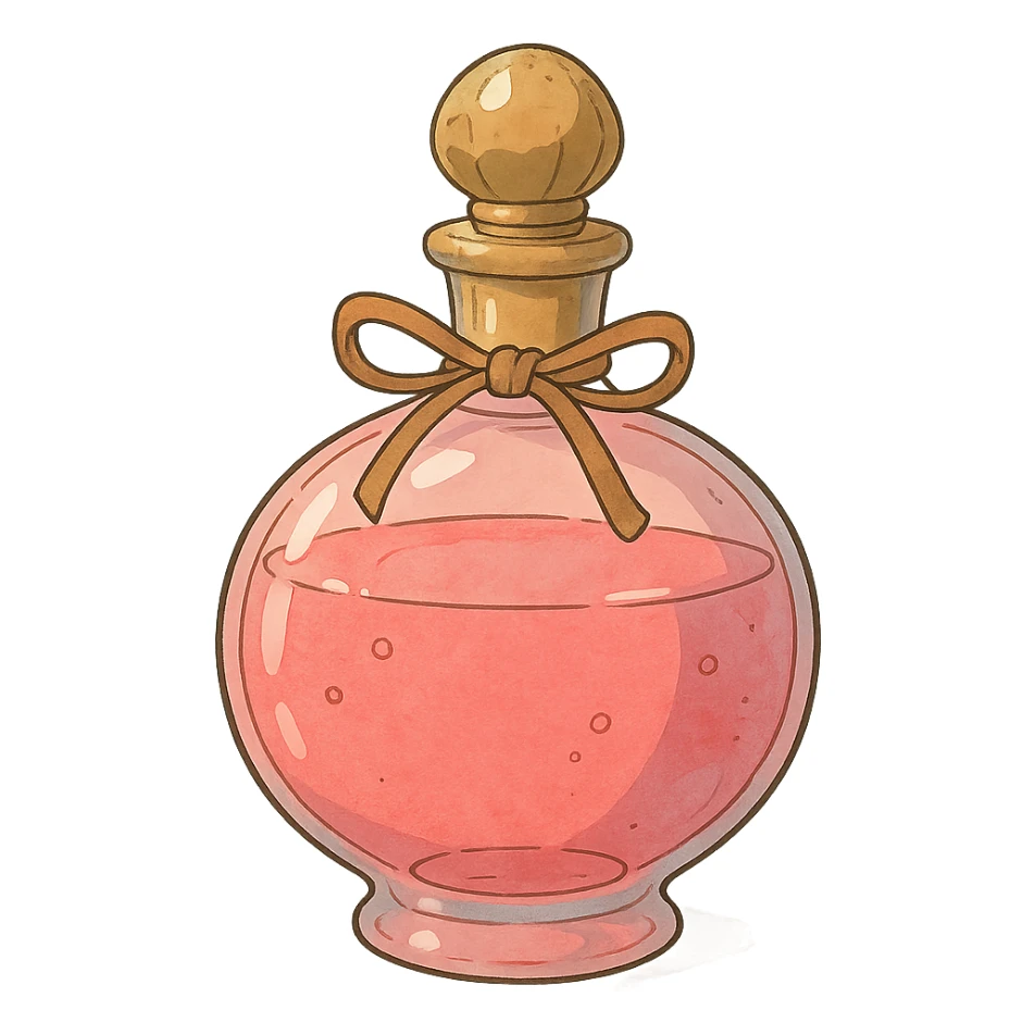 pink perfume bottle in ghibli style sticker