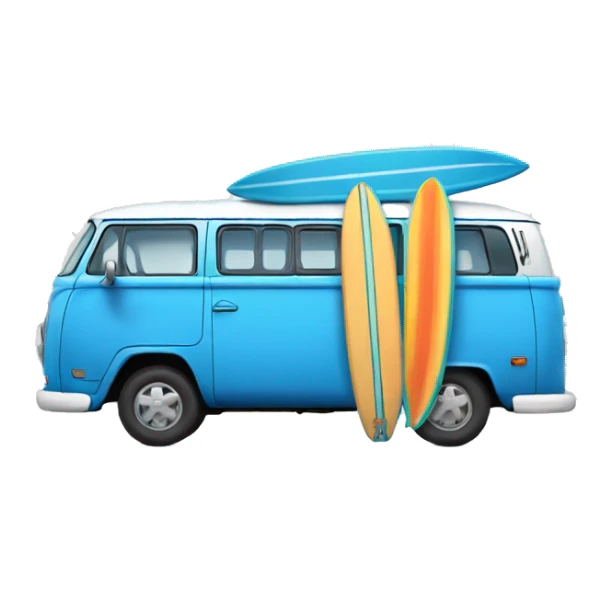 Blue Hippie van with surf boards on top sticker