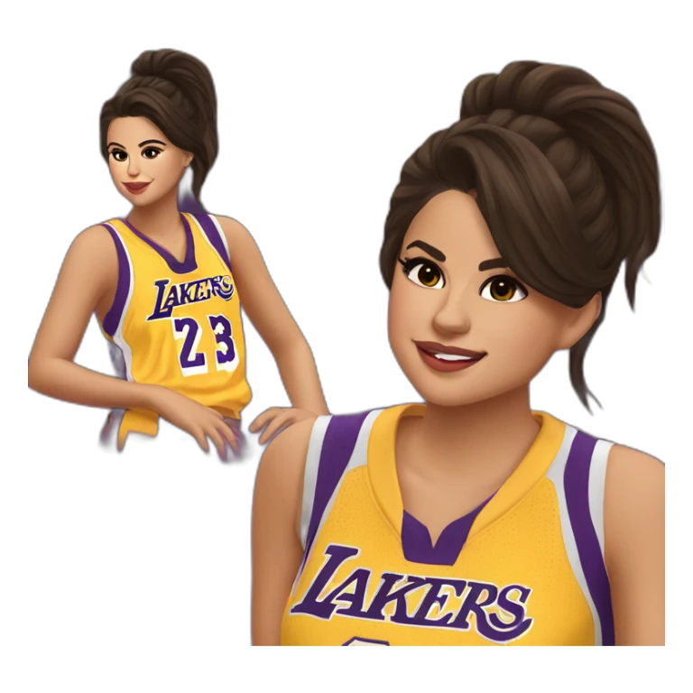 selena gomez wearing yellow lakers jersey sticker