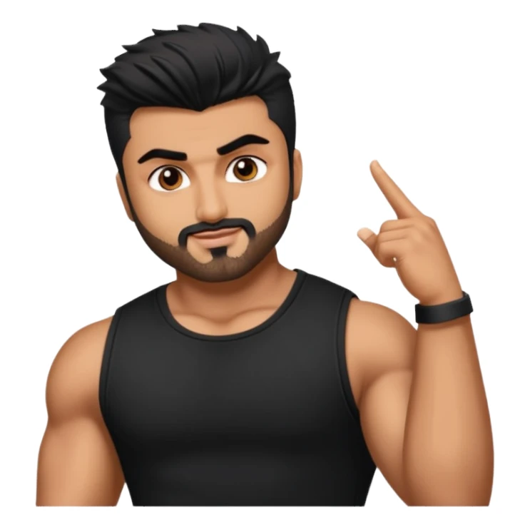 ipretty bratz emoji of arjun kapoor wearing a black tee, muscular sticker