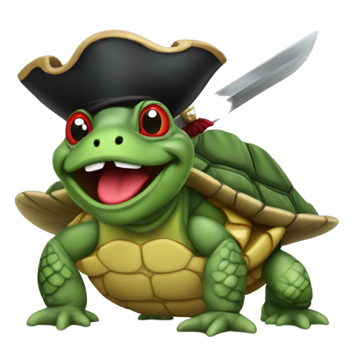 Pirate red eared slider with sword in the mouth sticker