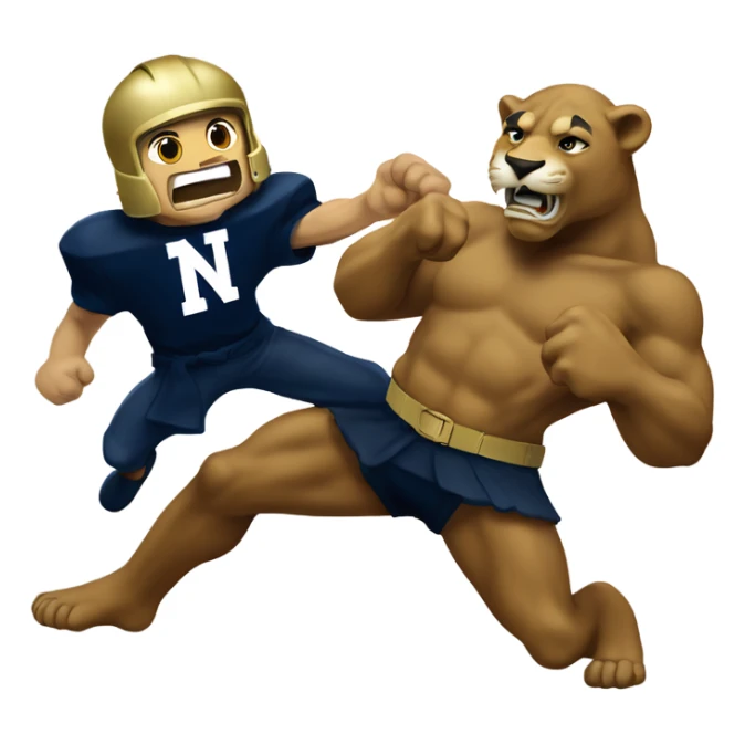 Notre dame Irish leprauchan fighting nittany lion sticker