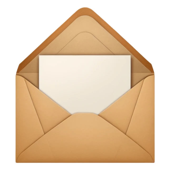 blank greeting card open with brown envelope next to it sticker